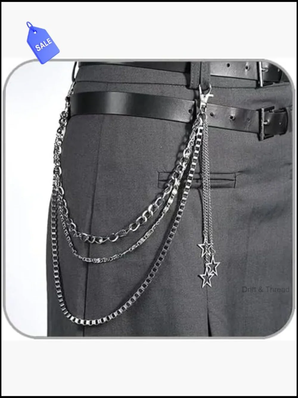 Goth Punk Pants Chain, Chunky Layered Hip Hop Wallet Chain for Men Women